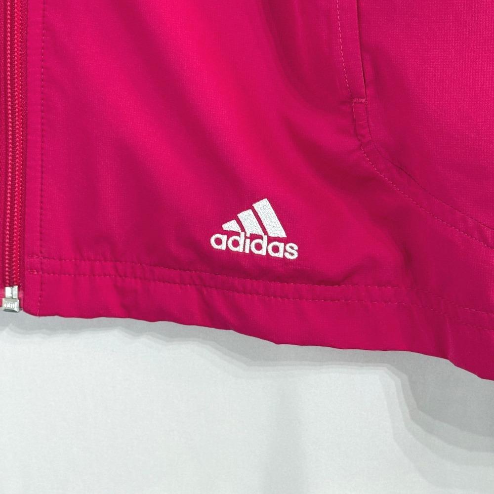 Y2K Adidas Womens Fuchsia Pink Full Zip‎ Windbreaker Track Jacket Size Medium - Picture 2 of 12